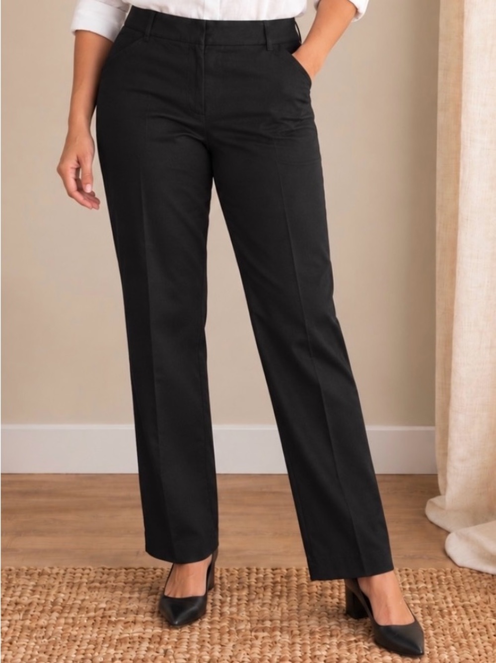 NWT Rafaella Curvy Straight Leg Black Pants Women’s Size 12 Stretch Career